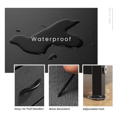 Sweetcrispy Nightstand with 2 Storage Drawers, 20" Height End Table Small Bed Side Furniture, Wooden Top Fabric Cabinet Kids Night Stand Mini Dresser for Bedroom, Closet, Entryway, College Dorm - Image 5