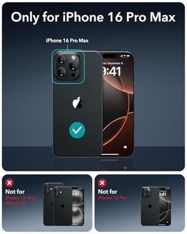 ESR for iPhone 16 Pro Max Case, Compatible with MagSafe, Shockproof Military-Grade Protection, Magnetic Phone Case for iPhone 16 Pro Max, Classic Hybrid Case (HaloLock), Clear Black - Image 2