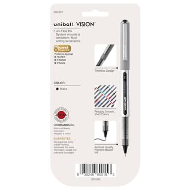 uni-ball Vision Stick Roller Ball Pens, Fine Point, Black Ink, Pack of 4 - Image 7