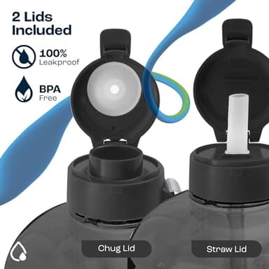 AQUAFIT 64 oz Water Bottle with Time Marker - Straw & Chug Lid - BPA Free Half Gallon Gym Water Bottle with Handle - Big Gallon Jug (Gray, 64 Ounces) - Image 4