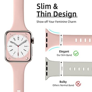 Lerobo Thin Slim Bands Compatible with Apple Watch 40mm 38mm 44mm 45mm 46mm 42mm 41mm 49mm SE iWatch Bands Ultra 3 2 1 Series 11 10 9 8 7 6 5 4 3 2 1 for Women Men, Soft Narrow Sport Strap Wristband - Image 2