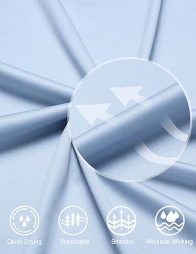 COOFANDY Mens Short Sleeve Polo Shirt Collared 100% Cotton Quick Drying Tactical Shirts Athletic Golf Shirts Light Blue - Image 5