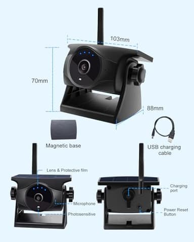 STONVUE 1080P Solar Wireless Backup Camera - Magnetic Hitch Rear Front Camera with Night Vision, 365-Day Standby, Waterproof, Rechargeable Battery for Horse Trailer RV Truck Car for Phone Pad Android - Image 9