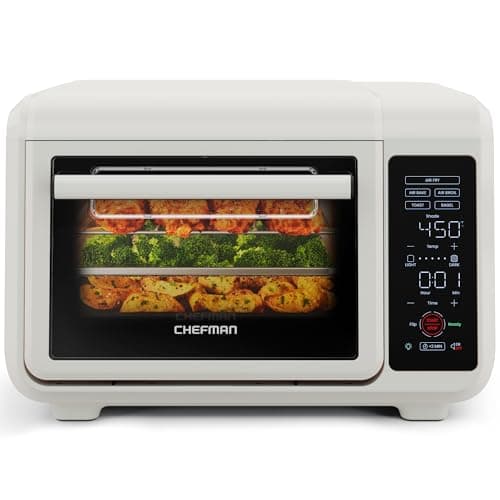 Chefman Air Fryer Toaster Oven Combo, 15 Qt. Countertop Oven for Quick & Healthy Meals, Bake, Broil, Air Fry, Toast, and Bagel Functions, 450°F Max Temp, 4 Slice Toaster Oven Air Fryer Combo – Ivory - Image 1