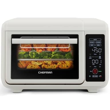 Chefman Air Fryer Toaster Oven Combo, 15 Qt. Countertop Oven for Quick & Healthy Meals, Bake, Broil, Air Fry, Toast, and Bagel Functions, 450°F Max Temp, 4 Slice Toaster Oven Air Fryer Combo – Ivory - Image 1
