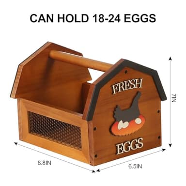 Egg Basket for Gathering Fresh Eggs, Farmhouse Egg Collecting Basket, Wood Chicken Egg Basket, Egg Basket Countertop. （Brown Medium） ZSHLXM - Image 2