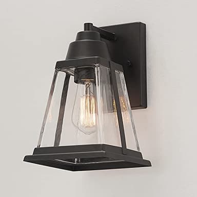 GLOBE Electric 44697 Merle 1-Light Outdoor Wall Sconce, Bronze, Clear Glass Shade, Brown, Bulb Not Included - Image 5