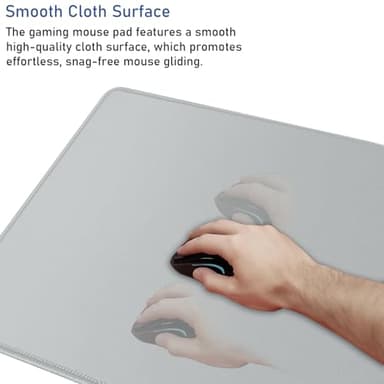 Large Gaming Mouse Pad with Stitched Edges, Durable Non-Slip Natural Rubber Base, Waterproof Computer Keyboard Pad Mat for Esports Pros/Gamer/Desktop/Office/Home - Grey - Image 5