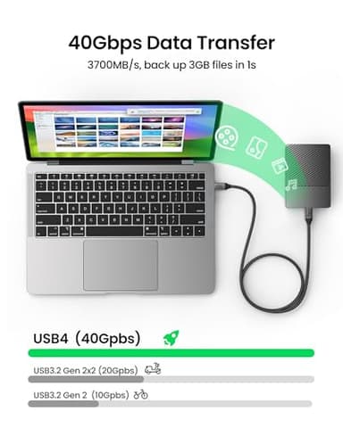 Silkland USB 4 for Thunderbolt 4 Cable 1FT, 40Gbps Data Transfer, 240W PD 3.1 Fast Charging, 8K/5K@60Hz, Short USB C Data Cable, Compatible for SSD, MacBook, iPhone 17/16, Docking, Hub - Image 3