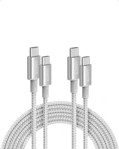 Anker USB C to USB C Cable (10FT, 2Pack), Type-C 100W Charger Cord Fast Charging for iPhone 17 Series,MacBook Pro 2020,Pixel and More(Silver) - Image 1