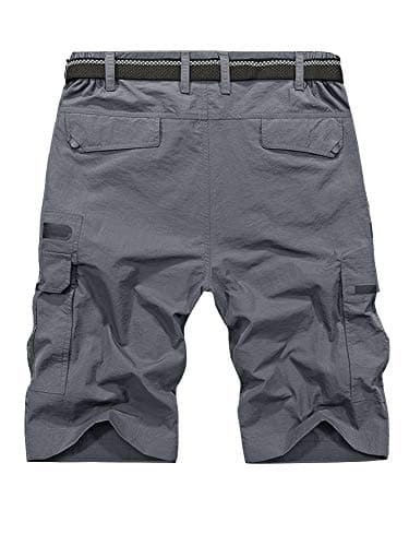 Jessie Kidden Mens Outdoor Casual Expandable Waist Lightweight Water Resistant Quick Dry Fishing Hiking Shorts (6222-Grey, 42) - Image 2