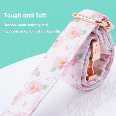 Faygarsle Pink Rose Pattern Dog Collar for Small Medium Large Dogs Cute Puppy Collars for Female Dogs for Summer Spring Wedding Necklace Girl Dog Collar L - Image 5