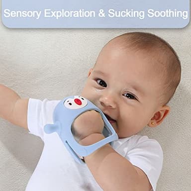 Smily Mia Baby Teething Toys for 0-6Months, Teethers for Babies 3-6Months | Penguin Teether | Hand Teether |Teething Mittens for Teething Relief, Baby Pacifier |New Born Essentials, Light Blue - Image 7