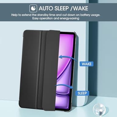 ProCase for iPad Air 13 Inch Case M3 2025/M2 2024, Slim Smart Cover iPad 13 Air M3 M2 Case with Translucent Hard Shell Back, Supports Touch ID, Auto Wake/Sleep -Black - Image 3