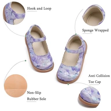 THEE BRON Toddler Girls Mary Jane Flats Kids School Uniform Party Dress Shoes(AX404 Toddler,Purple/6M) - Image 3