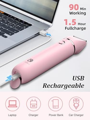 Cayzor Bikini Trimmer and Shaver Kit for Women - 2-in-1 Wet/Dry Electric Body Hair Trimmer Facial Hair Removal Cordless Waterproof Bikini Shaver Razor for Face Lip Chin Pubic Underarm Legs - Image 5