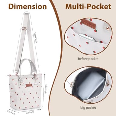 BULGILIA Lunch Box for Women/Men - Adult Insulated Lunch Bag with Snack Bag, Portable Reusable Waterproof Lunch Tote Bags with Adjustable Shoulder Strap for Work,Travel,Outdoor（beige） - Image 2