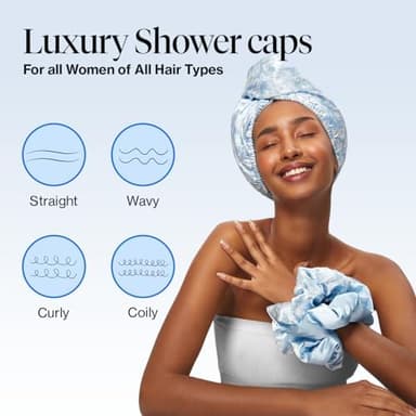 Kitsch Bridgerton x Satin Microfiber Hair Towel Wrap for Women - Super Absorbent, Quick Dry, Anti-Frizz, for Long & Short Hairs, Turbans for Women, Hair Wrap - Toile de Blue - Image 4