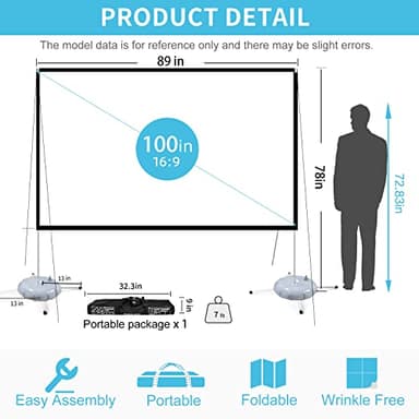 Portable Projector Screen Outdoor Movie: Foldable Rear 4K Projection Screens Stand for Camping Travel Backyard Video 100 inch - Image 3