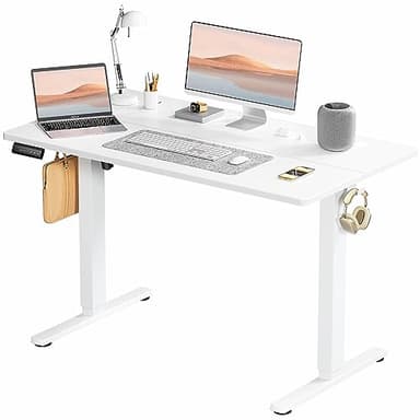 Elevon Electric Adjustable Height Standing Desk - 48 x 24 inch Sit to Stand Up Desk with Splice Board, Rising Home Office Computer Table with 2 Hook and Wire Hole for Work - Image 1