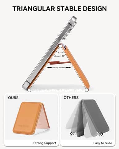 BOSTANTEN Mag Safe Wallet with Stand Magnetic Wallet for Phone Leather Magsafe Card Holder Compatible with iPhone 16/15/14/13/12 series and MagSafe cases, 1 Slot, Fit 3 Cards, Brown - Image 4