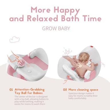 BabyBond Baby Bath Seat with Sitting & Lying 2 Modes, 3-Speed Adjustment, Powerful Suction Cups, Infant Bathtub Chair with Soft and Comfortable Towel, Folding and Hanging - Image 6