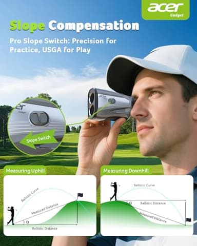 Acer Golf Rangefinder with Slope - 1200 Yards Laser Range Finder for Hunting, 6X Magnification Rangefinders Golf with Flag Pole Locking Vibration, Rechargeable Magnetic Golfing Gift for Men - Image 3