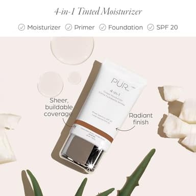 PUR Beauty 4-in-1 Tinted Moisturizer with SPF 20 - Hydrating Skin Tint Face Moisturizer, Primer & Foundation with Shea Butter, Aloe Vera & Vitamin B3 - Vegan Friendly, Paraben Free (Dark) - Image 3