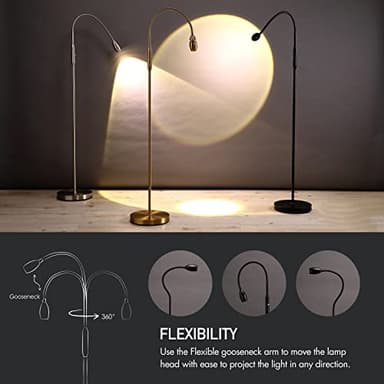 O’Bright Ray – Adjustable LED Beam Floor Lamp, Dimmable and Zoomable Spotlight, Flexible Gooseneck, Reading/Crafting Standing Lamp, Work Table Light, Matte Black - Image 5