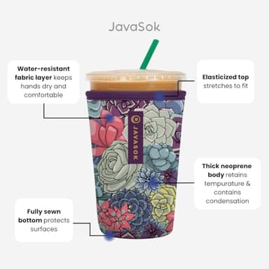Sok It JavaSok Iced Coffee & Cold Soda Insulated Neoprene Cup Sleeve (Pumpkin Spice, Medium: 22-28oz) - Image 2