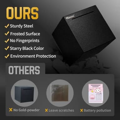 hicocool Stainless Steel Piggy Bank for Adults, Must Break to Open for Real Money, Unbreakable Metal Money Bank for Cash Saving(4.72 inch, Black) - Image 4