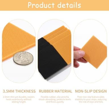 EXEXIUO 8pcs High Heels Patch Square Sole Repair Tips Rubber Boot Heel Replacement Sole Protectors Non-Slip Heel Replacements High Heel Tread Pad(2.44" x 2.44") - Image 3