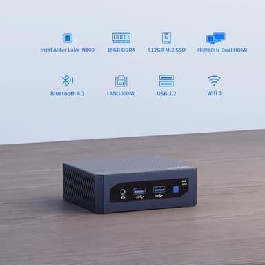 Mini PC with Intel 12th Gen N100 (Up to 3.4GHz) 16GB DDR4/512GB M.2 SSD, Expandable Storage, Dual 4K HDMI, 4X USB 3.2, WiFi 5 & Gigabit LAN,Compact Desktop Computer for Home Office, Gaming, Streaming - Image 9