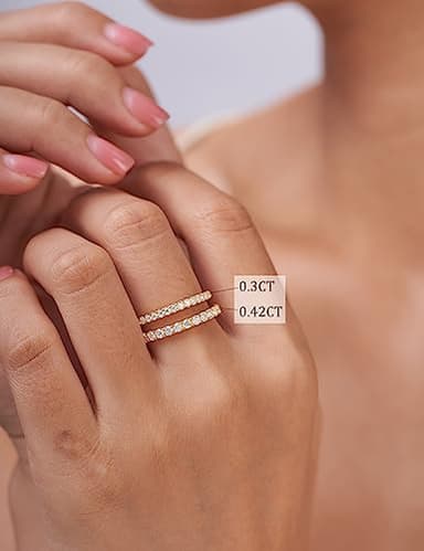 IMOLOVE Moissanite Wedding Band Wedding Rings for Women 925 Sterling Silver Rings with 18K White Gold Plated Eternity Stackable Engagement Ring Anniversary Band Size 8-Y - Image 5