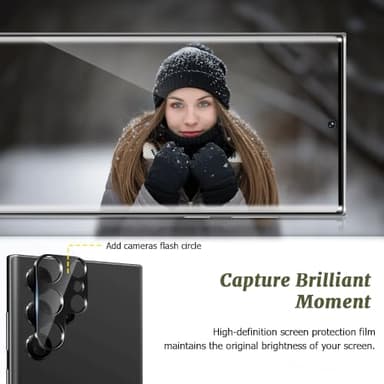 SURFCUZ [2+2 Pack] For Galaxy S22 Ultra 5G 6.8'' Tempered Glass Screen Protector, Camera Protector, 9H Tempered Glass Scratch Resistant, Ultrasonic Fingerprint Support, 3D HD Curved,touch sensitive - Image 7