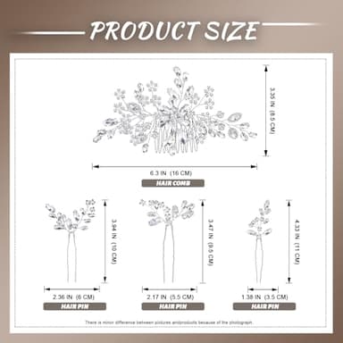 Wedding Hair Accessories: Bridal Headpiece With Hair Piece for Brides (Silver) - Image 3