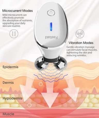 ELISHINE Microcurrent Facial Devices, Face Microcurrent Device, Facial Roller Massager for Double Chin, Boost Skin Care Products Absorption, Glossy White - Image 2