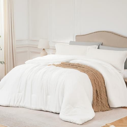 Quataly Queen Comforter Sets White,3PCS Soft Lightweight Breathable Bedding Comforter Sets for All Season, Queen Size(90''×90'' Comforter & 2 Pillowcases) - Image 1