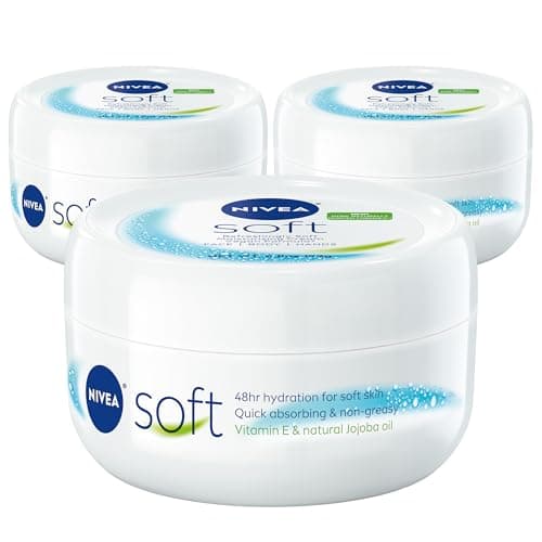 NIVEA Soft Refreshingly Soft Moisturizing Cream for Face, Body and Hands, Lightweight, Non-Greasy, 48-Hour Body Moisturizer with Jojoba Oil and Vitamin E, 6.8 Oz Jar, Pack of 3 - Image 1