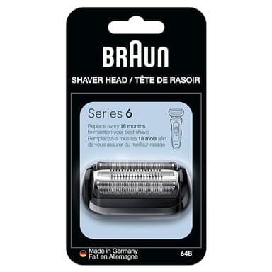 Braun Series 6 Electric Shaver Replacement Head with Sensitive Skinguard, Easily Attach Your Shaver Head, Compatible with New Generation Series 6 Shavers, 64B, Black - Image 1