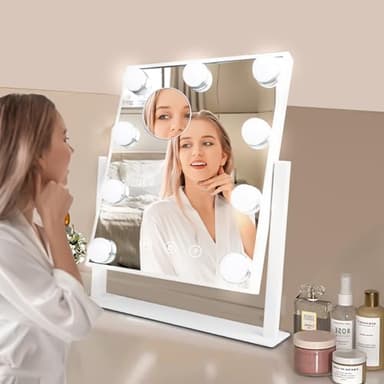 MKupView Vanity Mirror with Lights Makeup Mirror with Lights 9 Dimmable Bulbs Hollywood Lighted Makeup Mirror Detachable 10x Magnification 3 Color Lighting Modes, Lamp Beads, MKupView-SM2 - Image 3