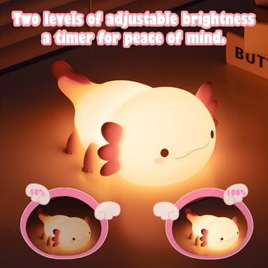 OkiyiD Axolotl Gifts, Cute Axolotl Night Light for Kids, Animal Silicone Nursery Night Lamp, Cute Room Decor Night Light for Kids Girls Boys Birthday Christmas Gifts - Image 6