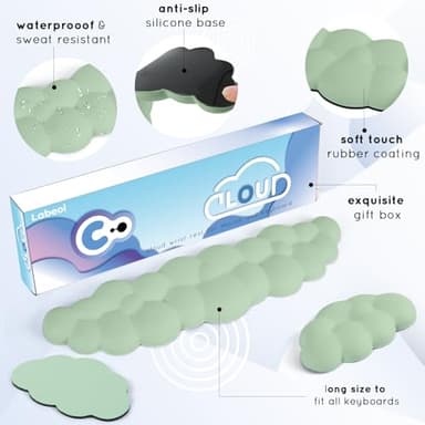 Cloud Wrist Rest for Keyboard & Mouse - Non-Slip Base, Extended Memory Foam, Ergonomic Design for Office & Gaming - Image 5