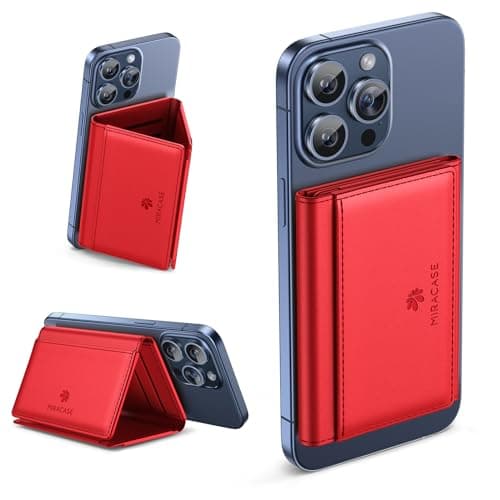 Miracase Magnetic Wallet for Men/Women with Stand, Compatible with MagSafe Wallet, 4+ Cards, 0.5 inch thick, Card Holder for iPhone 17/16/15/14/13/12 Series(Red) - Image 1