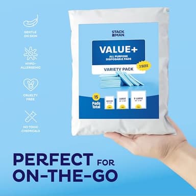 Chucks Pads Variety Pack - 3 Sizes - (17X24", 23X36", 30X36") - 15 Disposable Underpads - The Right Size for Every Need - Make Traveling Easy - Sample Our Range of Sizes or Pack Them for Your Trip! - Image 5