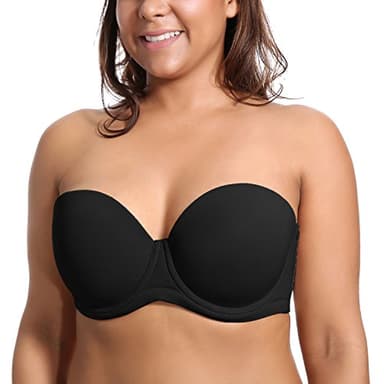 DELIMIRA Women's Underwire Contour Multiway Full Coverage Strapless Bra Plus Size Black 40DD - Image 1