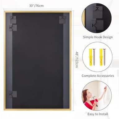 Koonmi Gold Mirrors for Wall, 30x48 Inch Bathroom Mirror, Rectangular Wall Mirror for Living Room Bedroom Bathroom, Hangs Horizontally or Vertically - Image 7