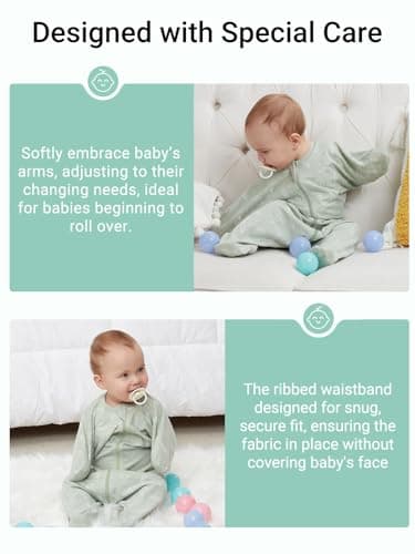 GROWNSY Transitional Swaddle Sleep Sack 6-12 Months, Starfish Design Baby Swaddle Sack, Dual-Zipper for Easy Diaper Changes, Proper Hip Development & Openable Foot Button, 19-27 lbs, Green - Image 7