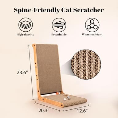 CHEERHOME PETS L Shaped Cat Scratcher 12.6"x23.6" Vertical Cat Scratching Board for Indoor Cats (Large) - Image 4