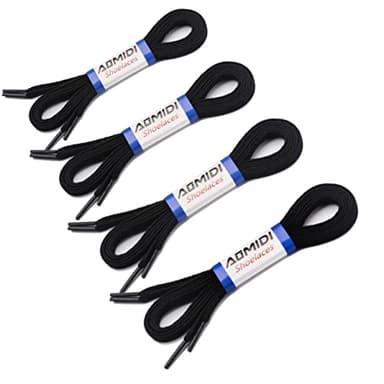 AOMIDI Flat Shoe laces 5/16" Wide Shoelaces 4 Pair for Athletic Running Sneakers Shoes Boot Strings replacements (72" inches (183 cm), Black) - Image 2